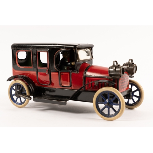 365 - A rare German tinplate clockwork Limousine by K.B.N. BAVARIA (Karl Bub Nurenberg). Finished in a dee... 