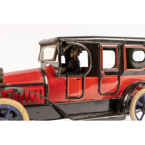 365 - A rare German tinplate clockwork Limousine by K.B.N. BAVARIA (Karl Bub Nurenberg). Finished in a dee... 