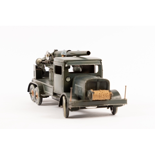 367 - A rare pre-war German tinplate clockwork Tipp & Co mobile anti-aircraft 6 wheeled military lorry. Fi... 