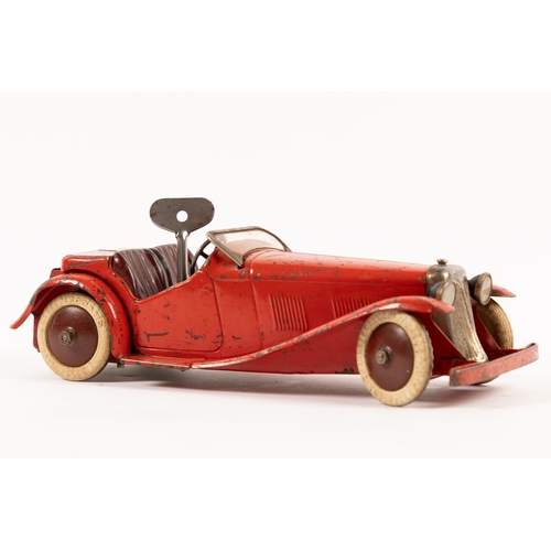 374 - A scarce 1930's No.1 Meccano Non Constructor Car. An example as a 2 seater sports car, In red with m... 