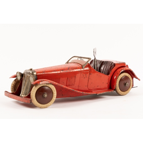 374 - A scarce 1930's No.1 Meccano Non Constructor Car. An example as a 2 seater sports car, In red with m... 