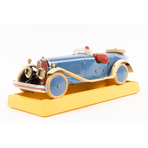 375 - A rare 1930's No.2 Meccano Constructor Car. A boat tail example in blue with cream mudguards and run... 