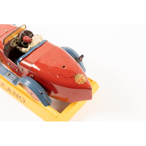 377 - A rare 1930's No.2 Meccano Constructor Car. A boat tail example in red with blue mudguards, blue sea... 