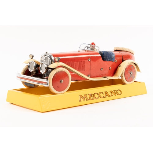 380 - A rare 1930's No.2 Meccano Constructor Car. A round tail example in red with cream mudguards and run... 