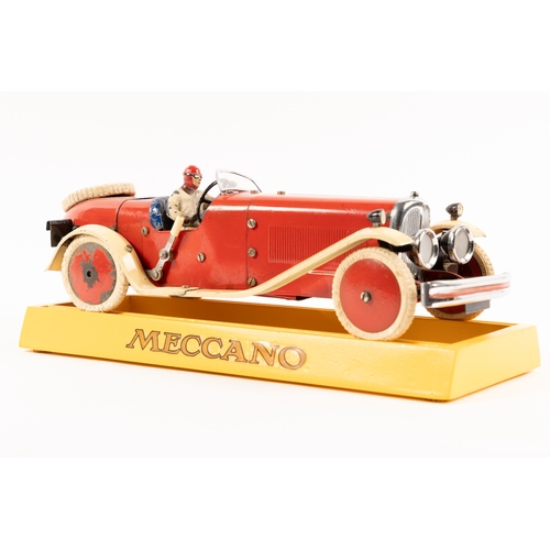 380 - A rare 1930's No.2 Meccano Constructor Car. A round tail example in red with cream mudguards and run... 