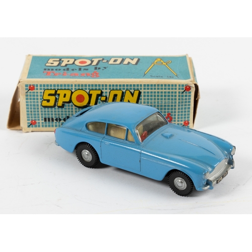 87 - A Spot-On Aston Martin DB3 (113). In an unusual shade of blue with cream interior. Boxed, minor wear... 