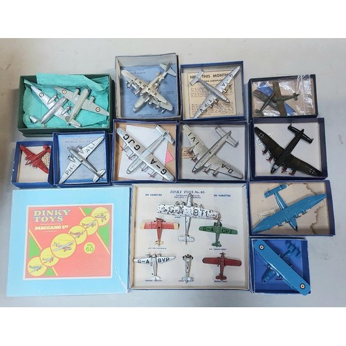 295 - A collection of Dinky aeroplanes in various conditions. Including No.63 MAYO COMPOSITE AIRCRAFT in a... 