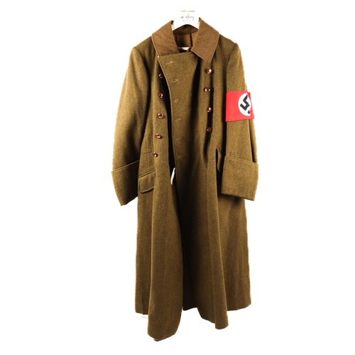 117 - A good Third Reich SA serge greatcoat, plain copper plated buttons, original label in lining dated 1... 