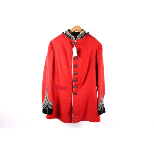 242 - A scarce pre 1881 officer's scarlet tunic of the 2nd Somerset Militia, black velvet facings, silver ... 