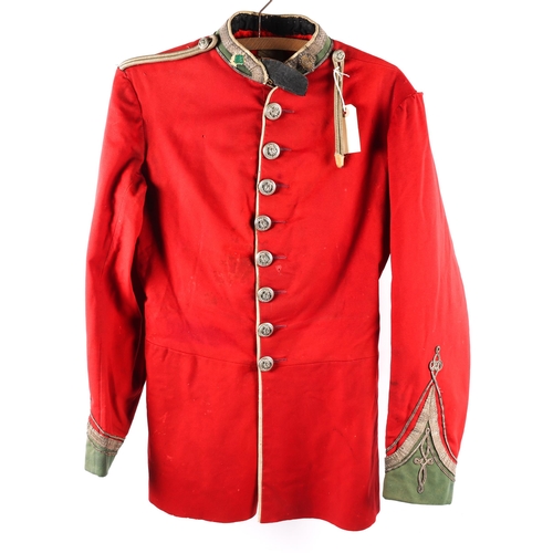 243 - A scarce pre 1881 officer's scarlet tunic, bearing fine silvered buttons of the 4th Westmorland and ... 