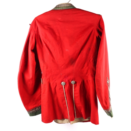 243 - A scarce pre 1881 officer's scarlet tunic, bearing fine silvered buttons of the 4th Westmorland and ... 