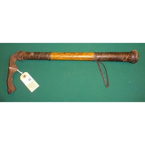 26 - An unusual life preserver/baton, possibly Victorian, bamboo haft, length 15½