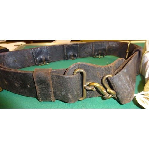 218 - A Victorian OR's Slade Wallace waist belt of the Royal Artillery, black leather with brass mounts; a... 