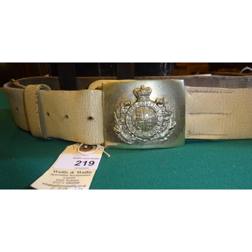 219 - A Victorian NCO's waistbelt and pouch of the Volunteer Artillery, white patent leather with WM buckl... 