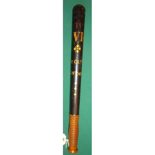 27 - A good Victorian painted truncheon, black finish with 