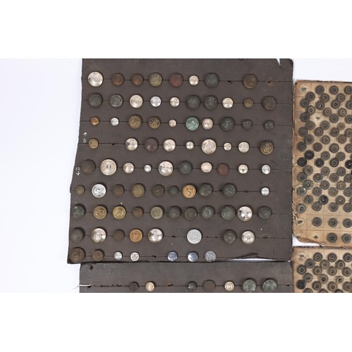 170 - Approximately 170 buttons, c 1960, including military, naval, police, overseas, etc, mounted on make... 