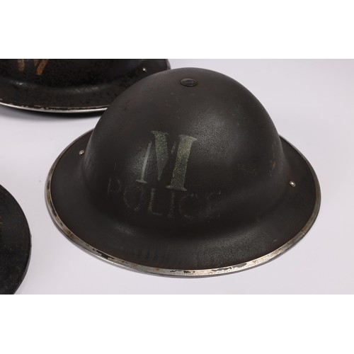 237 - 3 WWII steel helmets: Police, ARP Warden (2); also a composition helmet marked 