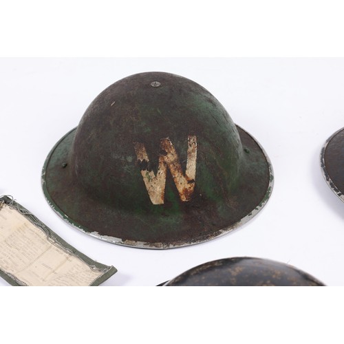 237 - 3 WWII steel helmets: Police, ARP Warden (2); also a composition helmet marked 