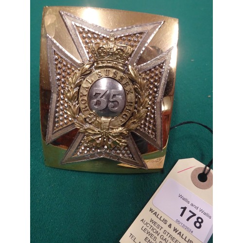 178 - A good pre 1855 officer's rectangular Shoulder Belt Plate of the 35th (Royal Sussex) Regiment, with ... 