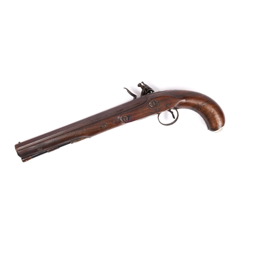 362 - A 20 bore flintlock holster or target pistol c 1820, 15½