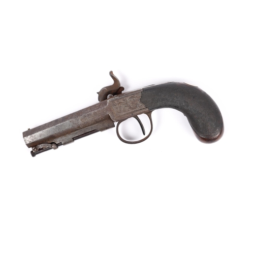 372 - A 50 bore percussion boxlock side hammer pistol, 7½