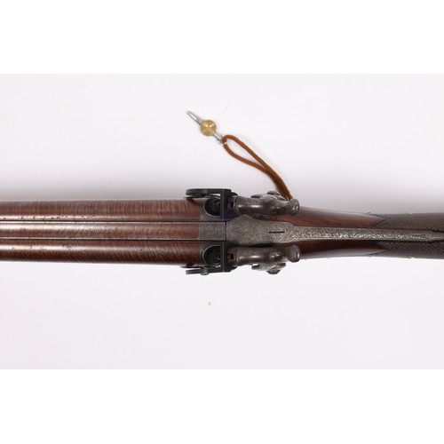 383 - An extremely rare double barrelled 22 bore percussion shotgun with Berenger's Patent safety device, ... 