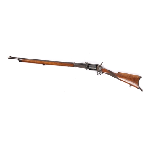 391 - A rare and unusual German or Austrian 8 shot 11mm revolving rifle, 47