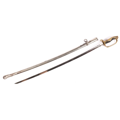 282 - A Japanese 1875 pattern Warrant Officer's parade sword, plated blade 30½