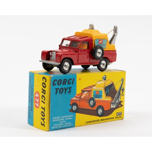 299 - Corgi Toys Land Rover Breakdown Truck (477). A Series 2 example in red with pale yellow interior, de... 