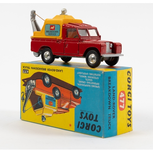 299 - Corgi Toys Land Rover Breakdown Truck (477). A Series 2 example in red with pale yellow interior, de... 