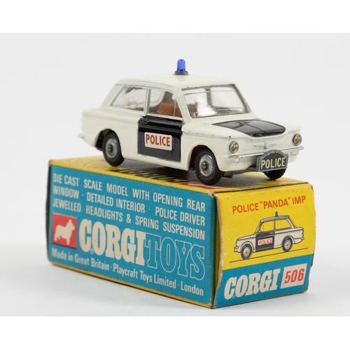 300 - Corgi Toys POLICE Panda Imp (506). An example in white with black bonnet and doors, POLICE to front,... 