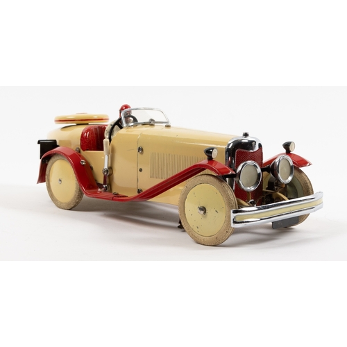 372 - A rare 1930's No.2 Meccano Constructor Car. A boat tail example in cream with red mudguards and runn... 