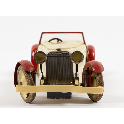 374 - A scarce Meccano clockwork No.1 Constructor Car. An open topped example in cream with red interior, ... 