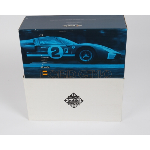 39 - A Racing Legends Series 'A Legendary American Classic' By Exoto 1:18 Scale Ford GT40. In red with wh... 