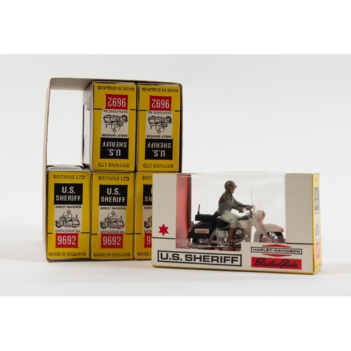 79 - 6 Britains ltd  No.9692 U.S. Sheriff Harley Davidson motorcycles, 1:32 scale. All are boxed and look... 