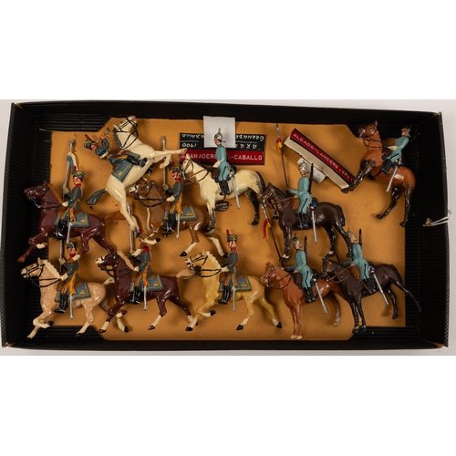 91 - Britains Soldiers. Mounted Spanish Soldiers, Castillion Lancers (5), Alcado Lancers (6), Grenaderos-... 