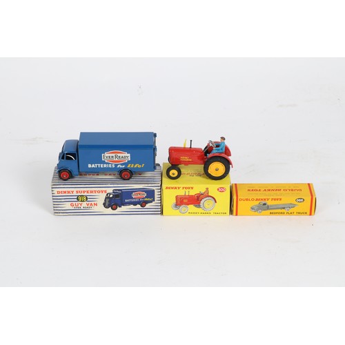 309 - 3 Dinky Toys. A Supertoys Guy Ever Ready van (918). With second type cab and red wheels and black sm... 