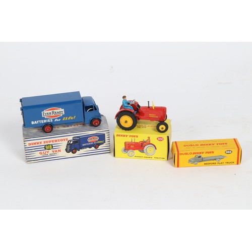 309 - 3 Dinky Toys. A Supertoys Guy Ever Ready van (918). With second type cab and red wheels and black sm... 