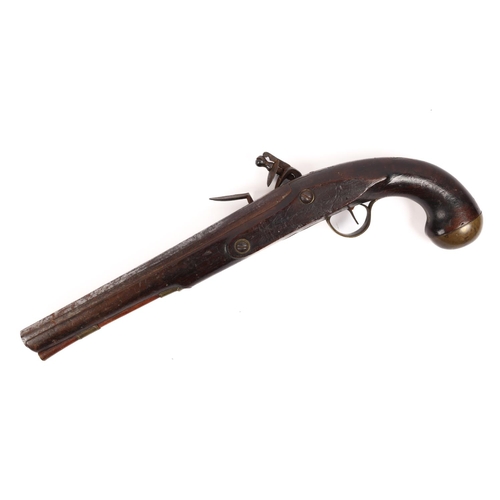 358 - A mid 18th century 20 bore military style flintlock holster pistol, 17