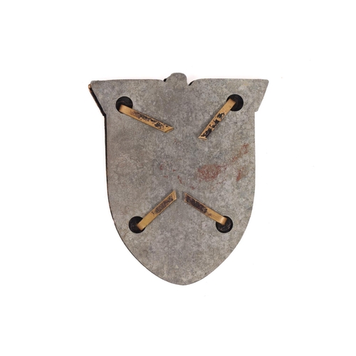 95 - A Third Reich Kuban arm shield, bronze finish, complete with backplate. VGC £100-120