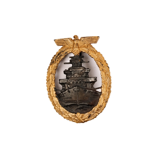 100 - A Third Reich High Seas Fleet badge, gilt wreath marked on reverse 