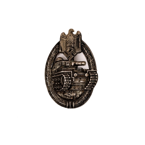 103 - A Third Reich Panzer Assault badge, in pressed grey metal finish. VGC £70-80