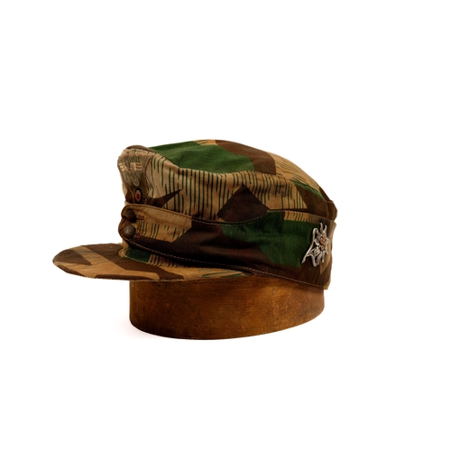 145 - A Third Reich man's Heer cap, camouflage printed material, woven badge, GC (sweat band removed) £70-... 