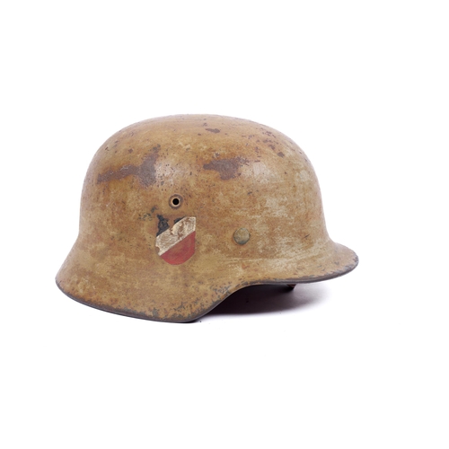 164 - A Third Reich D.A.K. (Deutsch Afrika Korps) M1935 helmet, desert finish paint work, DAK and national... 