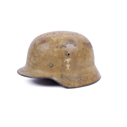 164 - A Third Reich D.A.K. (Deutsch Afrika Korps) M1935 helmet, desert finish paint work, DAK and national... 