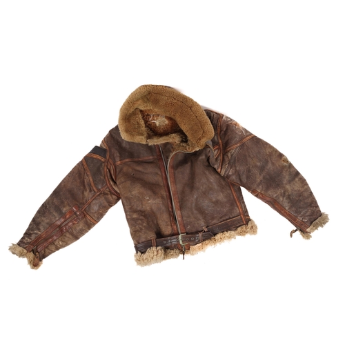 269 - A WWII RAF Irvine type leather flying jacket, sheepskin lining, generally GC (a little wear and tear... 