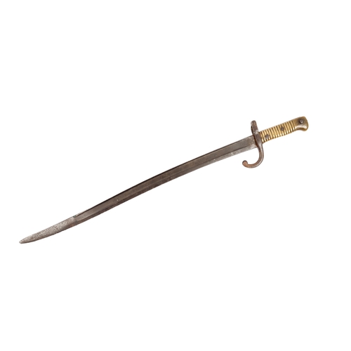 304 - A Chassepot sword bayonet, blade worn with pitting. QGC £50-60