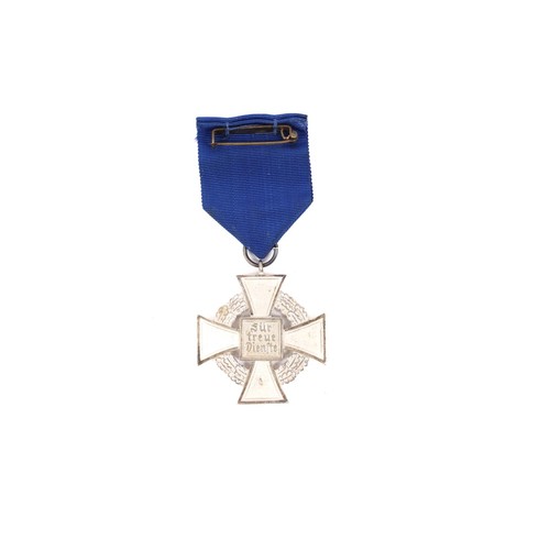 128 - A Third Reich Faithful Service Decoration in silver, complete with ribbon. VGC £40-50