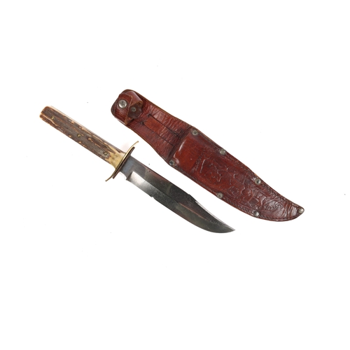 292 - A mid 20th century Bowie type knife, clipped back blade 6