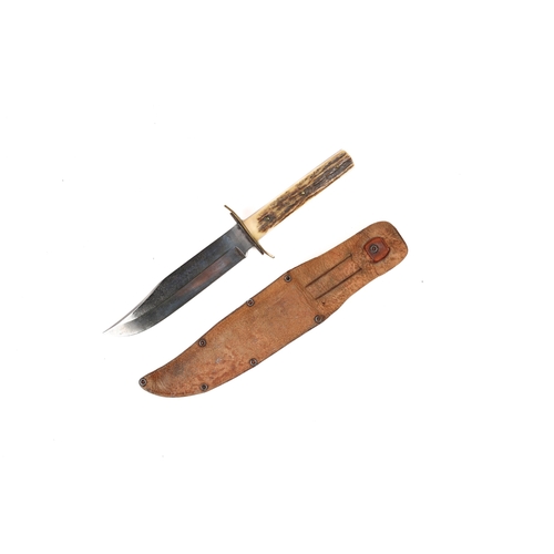 292 - A mid 20th century Bowie type knife, clipped back blade 6